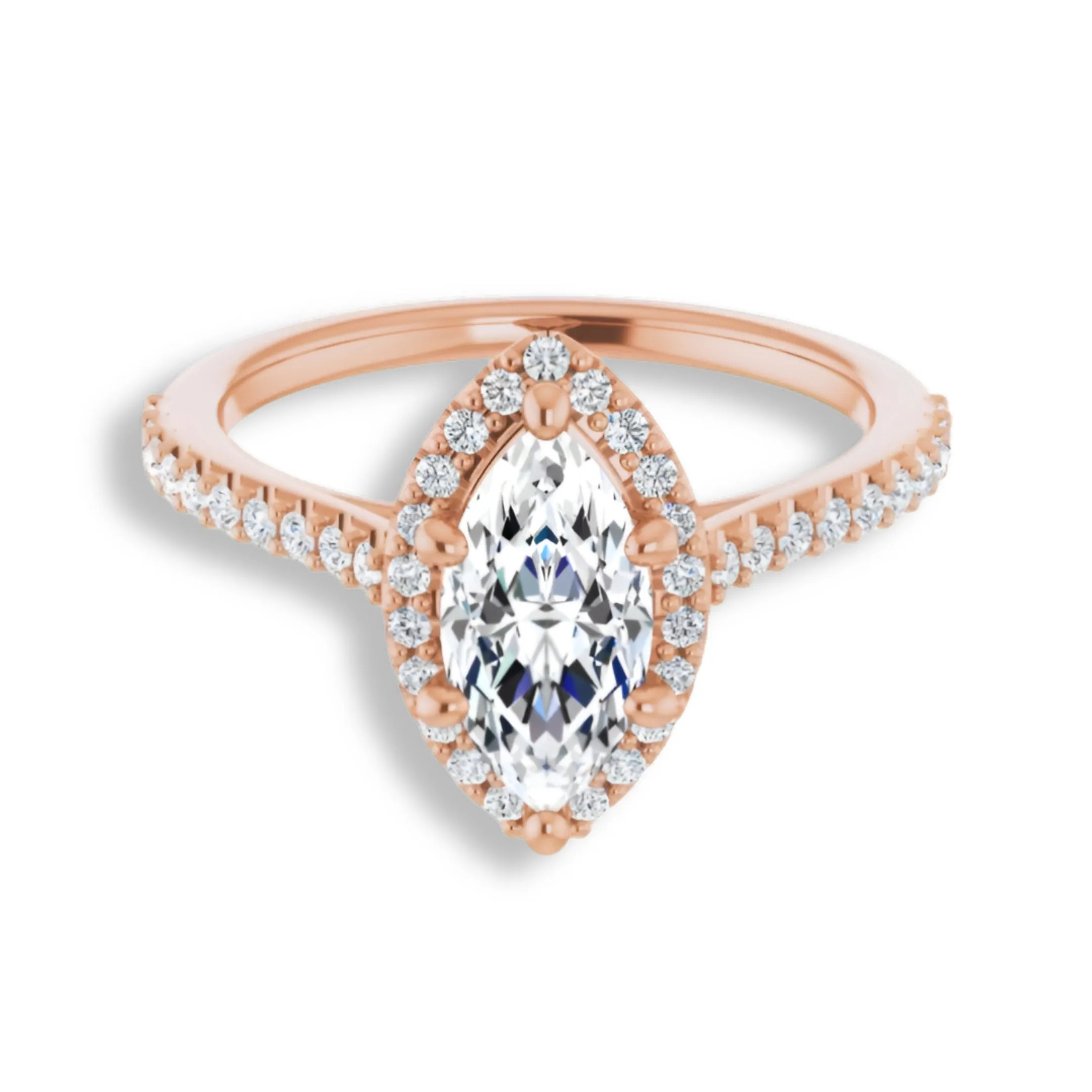 Marquise Cut Diamond Halo Engagement Ring