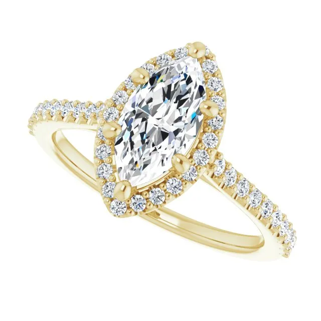 Marquise Cut Diamond Halo Engagement Ring