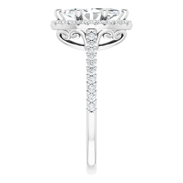 Marquise Cut Diamond Halo Engagement Ring