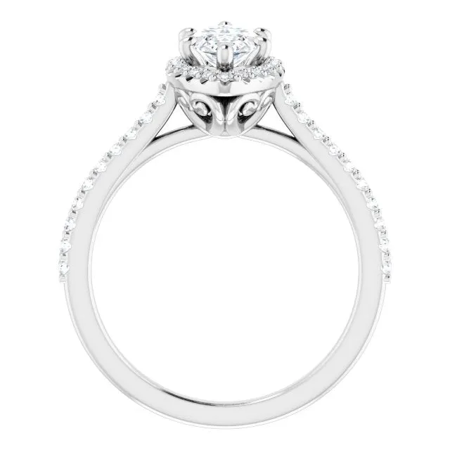 Marquise Cut Diamond Halo Engagement Ring