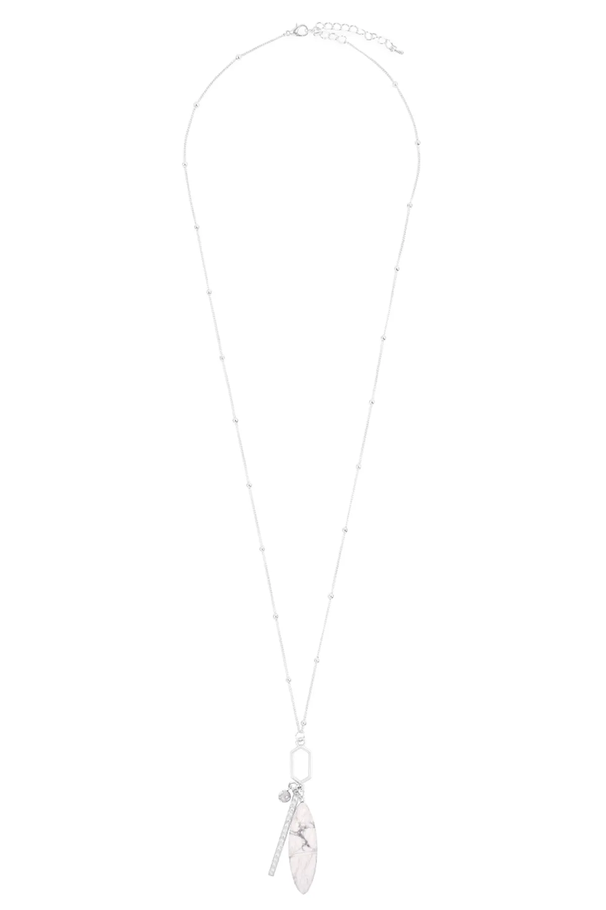 MARQUISE NATURAL STONE HEXAGON BAR CLUSTER PENDANT NECKLACE