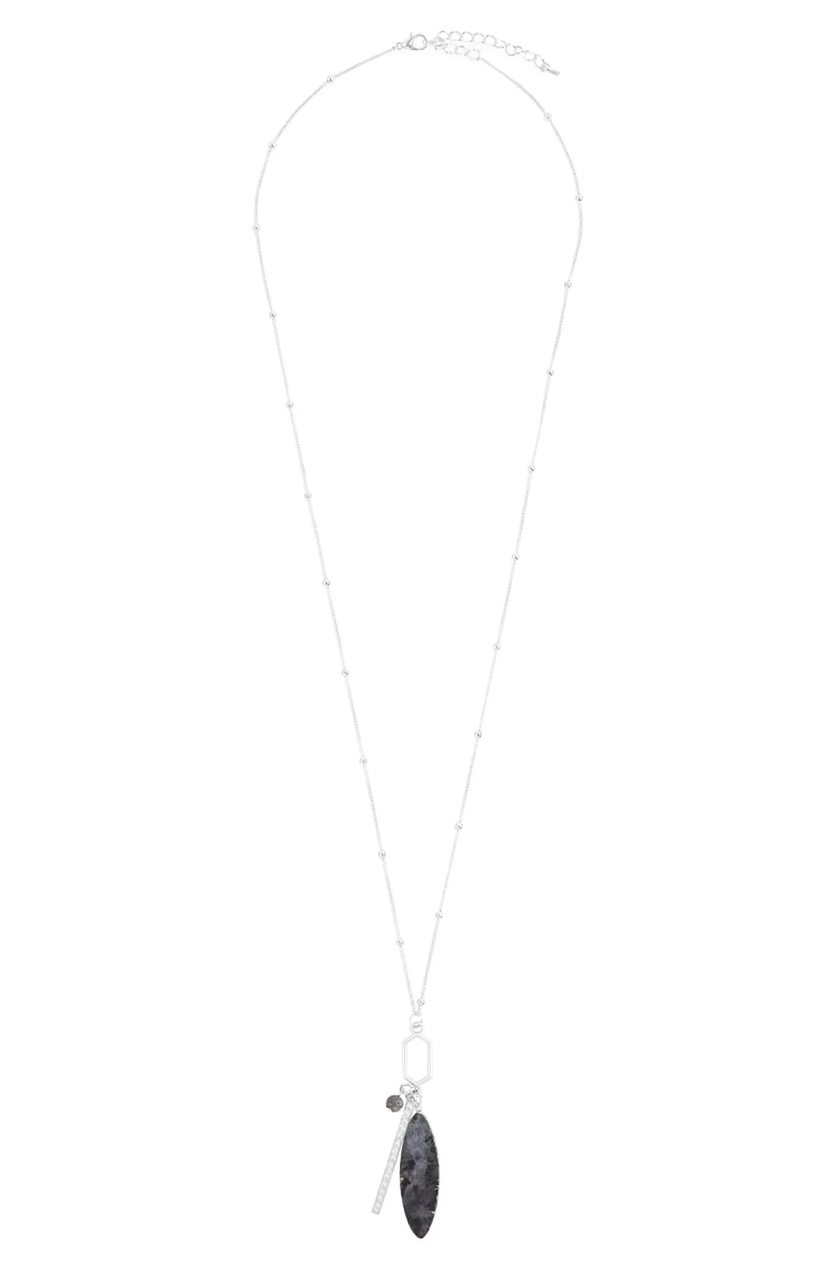 MARQUISE NATURAL STONE HEXAGON BAR CLUSTER PENDANT NECKLACE