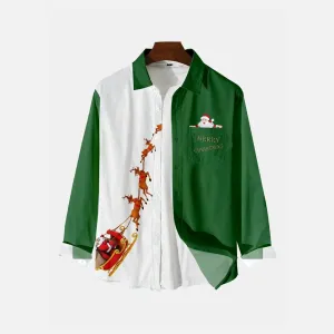 Men's Christmas Creative Design Christmas Father Pattern Long Sleeve Shirts 2412002188