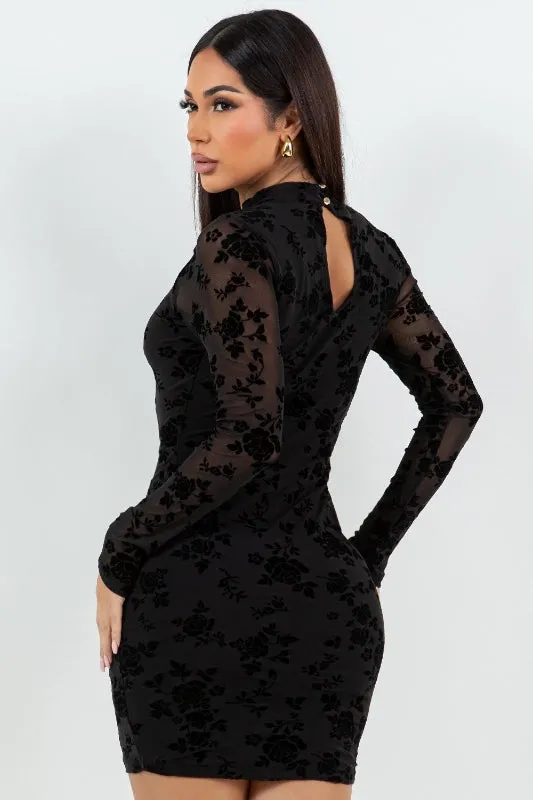 Mesh Floral Burnout Dress