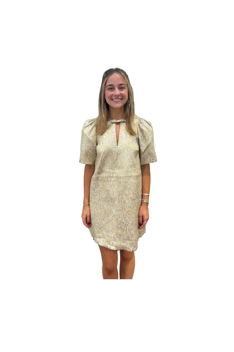 Metallic Cloque A-Shaped Mini Dress