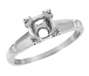 Mid Century Modern 1/3 Carat Fishtail Engagement Ring Mount in 14 Karat White Gold