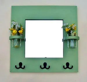 Mirror - Coat Rack - Key Rack - Jar Vases - 20" x 20"
