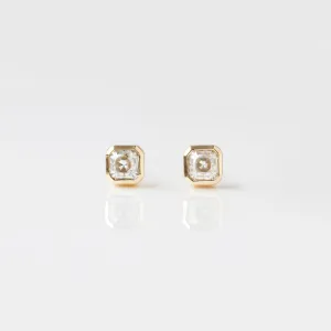 Moissanite Asscher Cut Bezel Set Stud Earrings