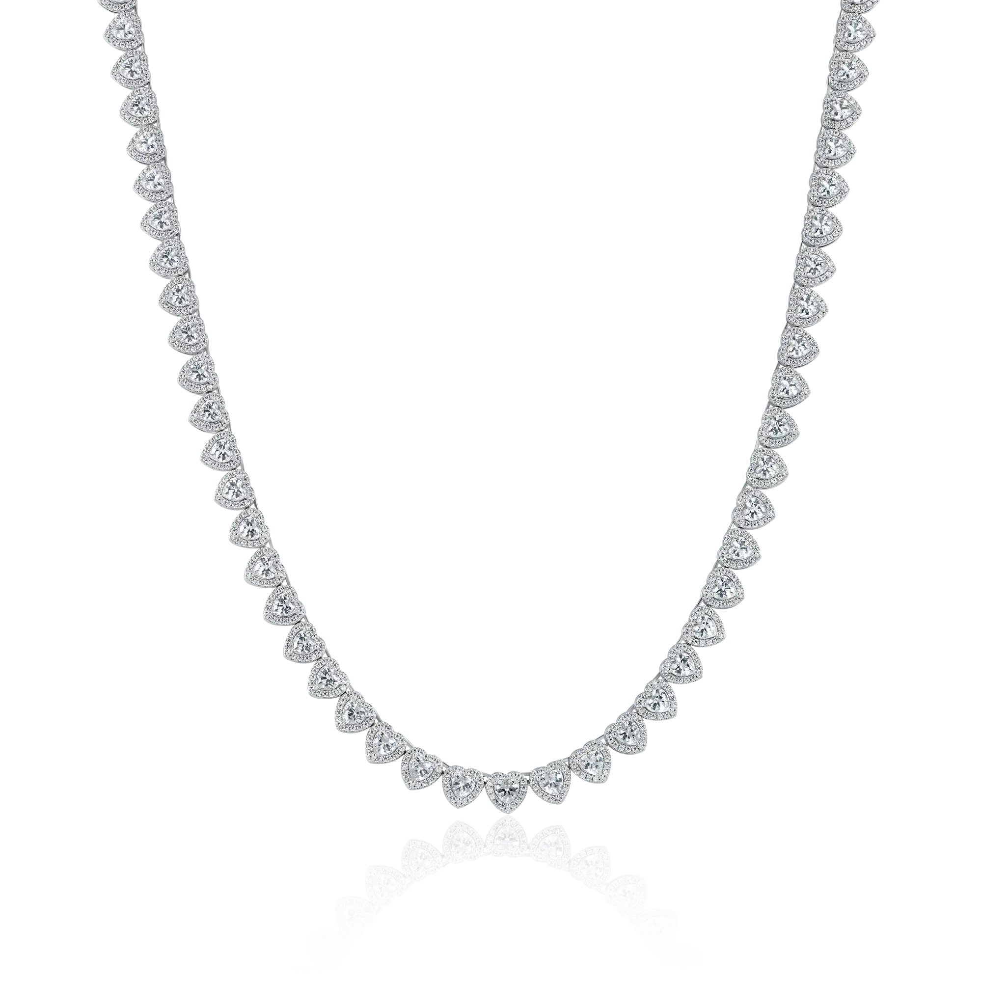 Moissanite Heart Shaped Cut Clustered Tennis Chain - 7mm