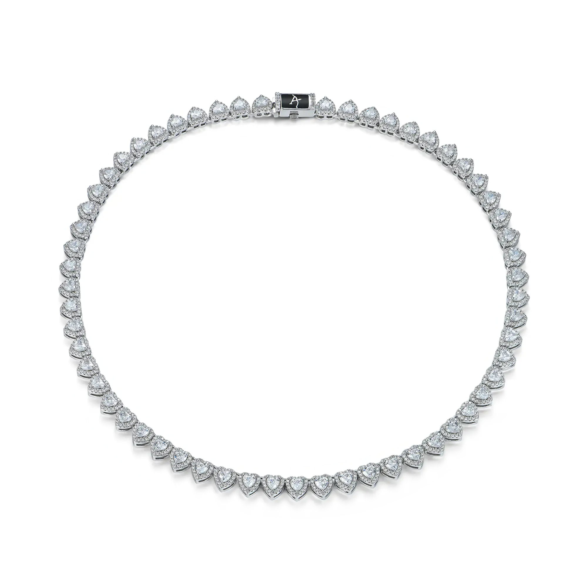 Moissanite Heart Shaped Cut Clustered Tennis Chain - 7mm