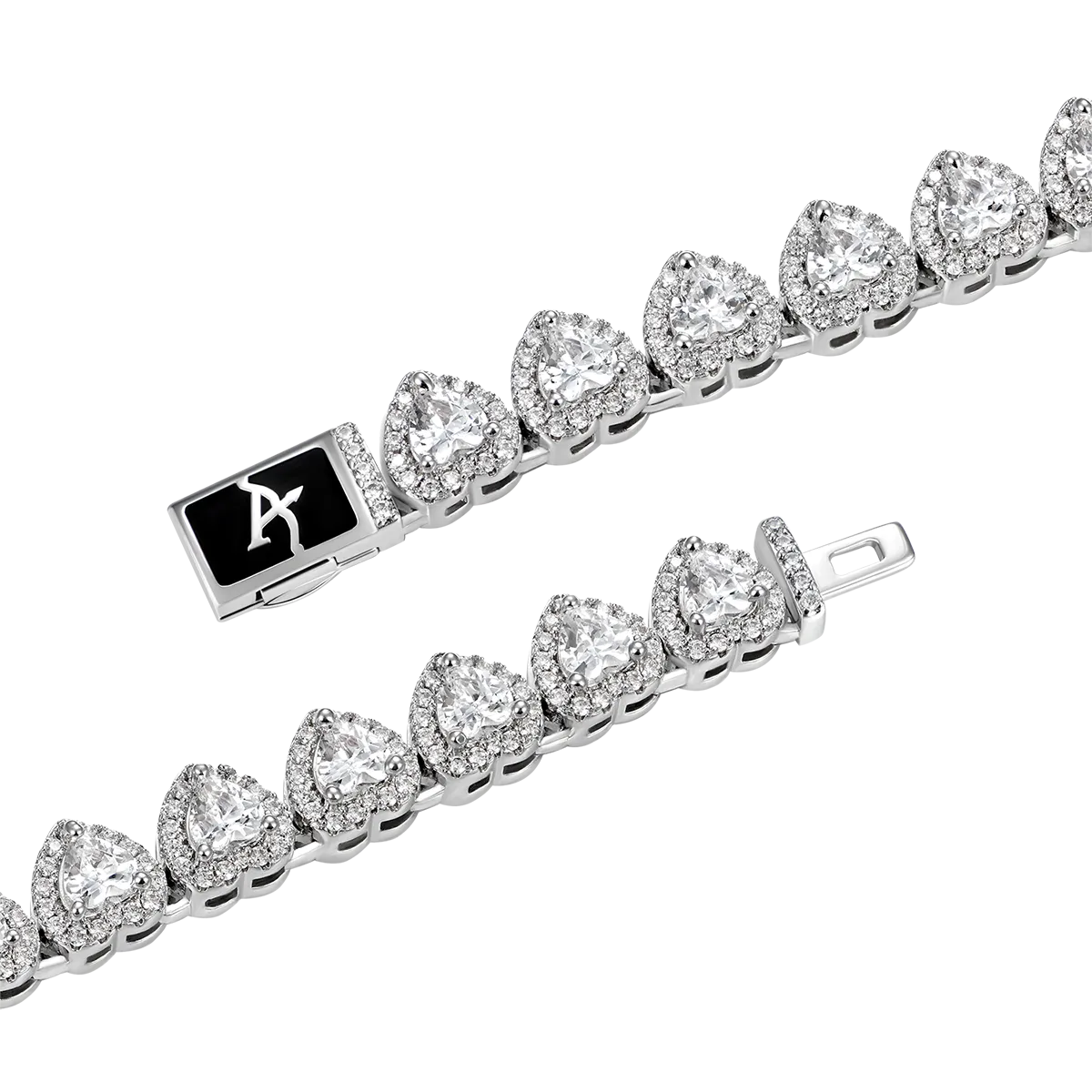 Moissanite Heart Shaped Cut Clustered Tennis Chain - 7mm