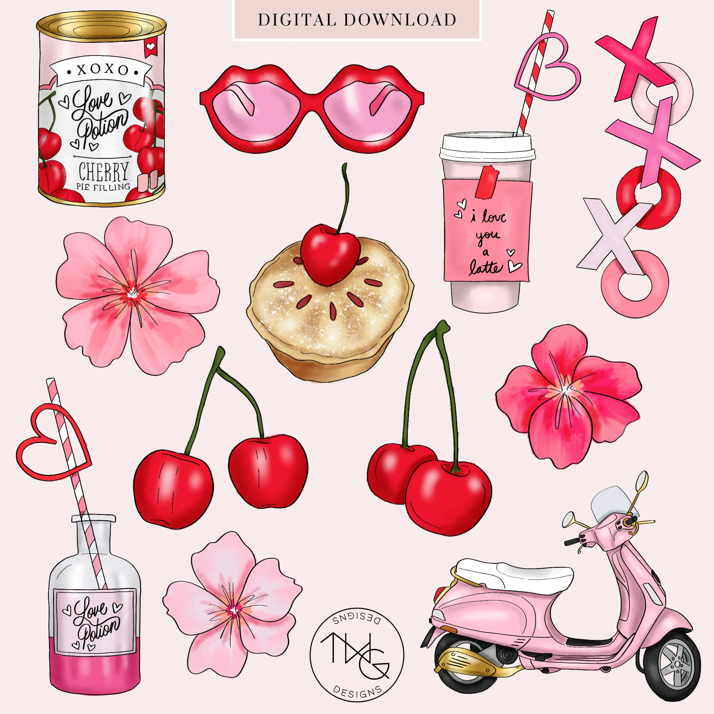 Mon Cheri Clipart   Pattern Bundle