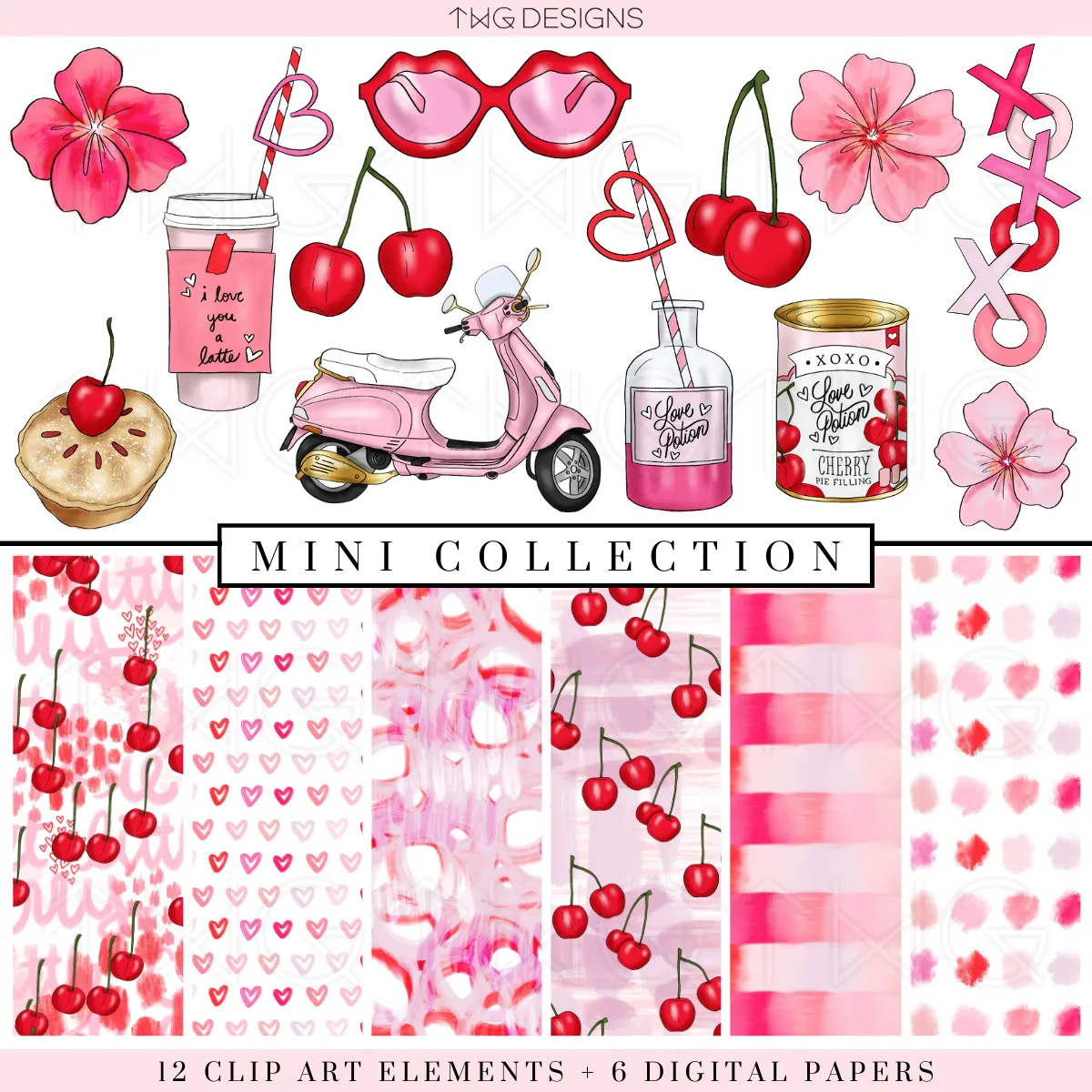 Mon Cheri Clipart   Pattern Bundle