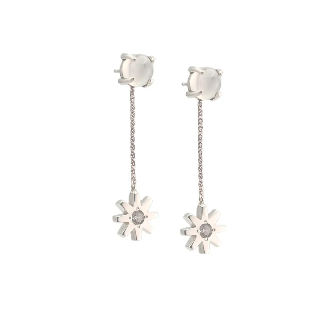 Moonstone & Rowels Drop Earrings