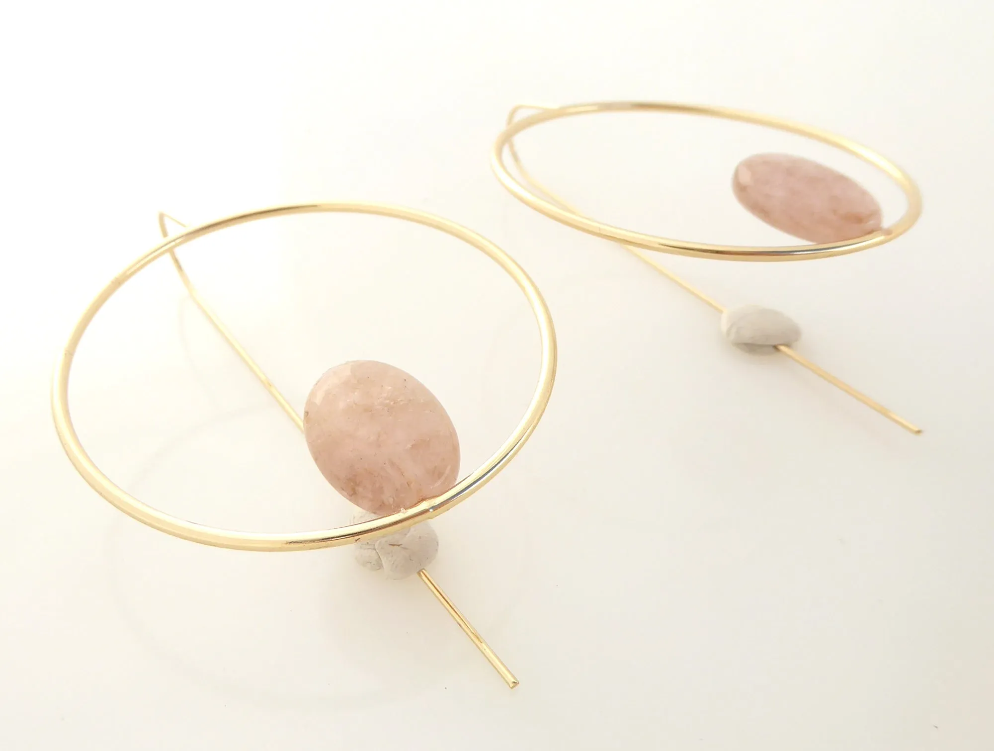 Morganite circle earrings