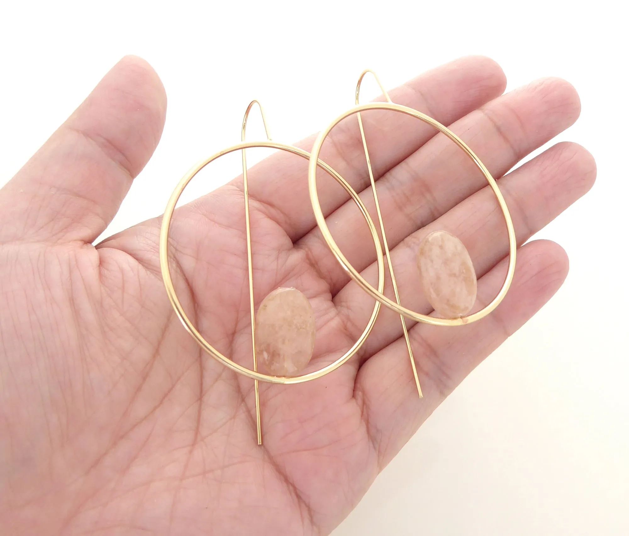 Morganite circle earrings