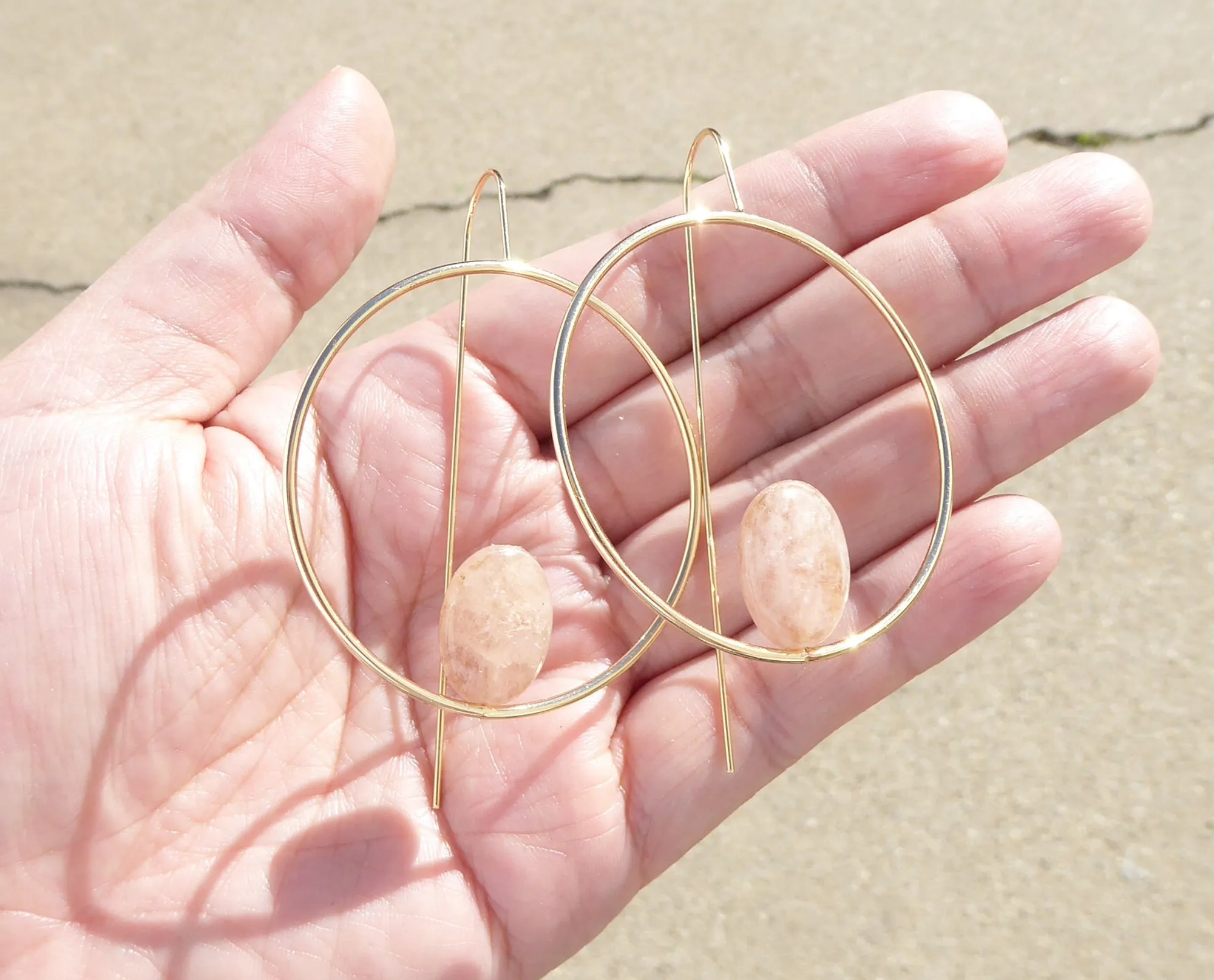 Morganite circle earrings