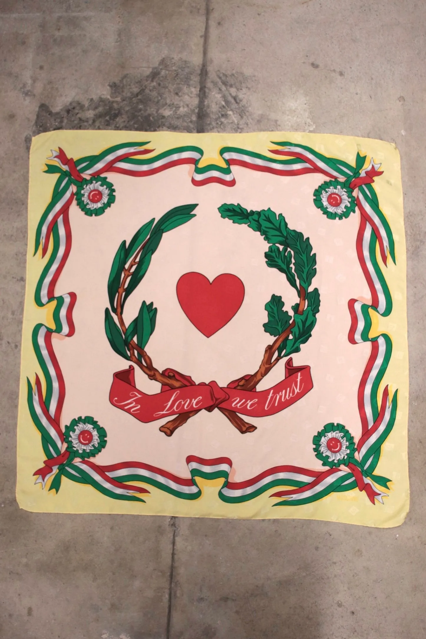 Moschino 'In Love We Trust' Silk Scarf