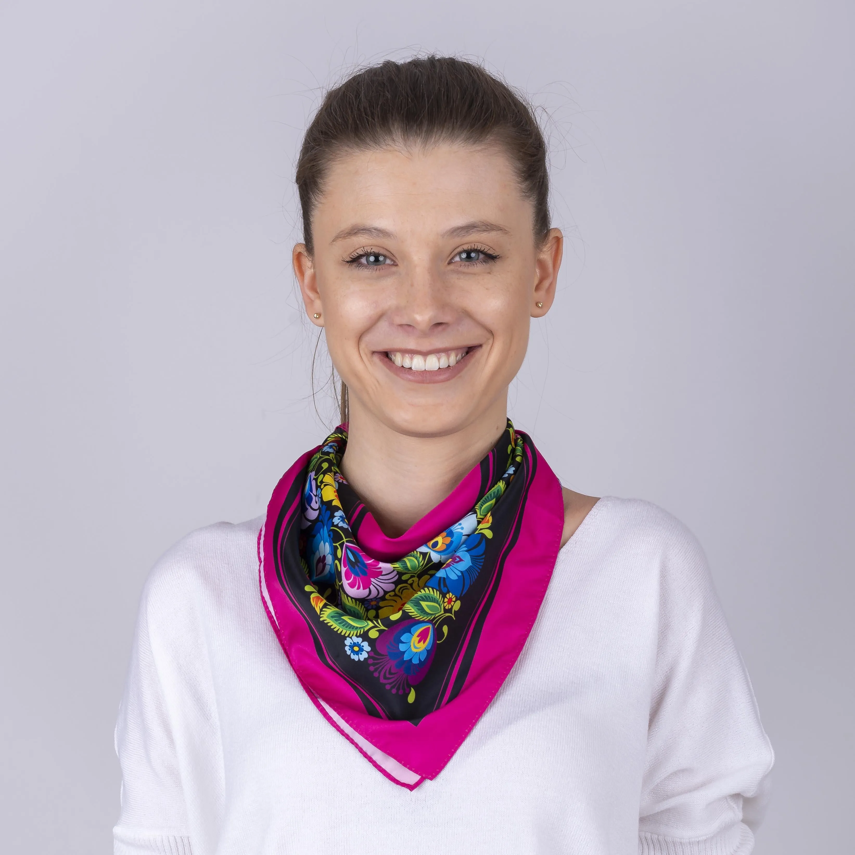 Multifunctional Modern Polish Folk Art Head Scarf - Lowicz Black