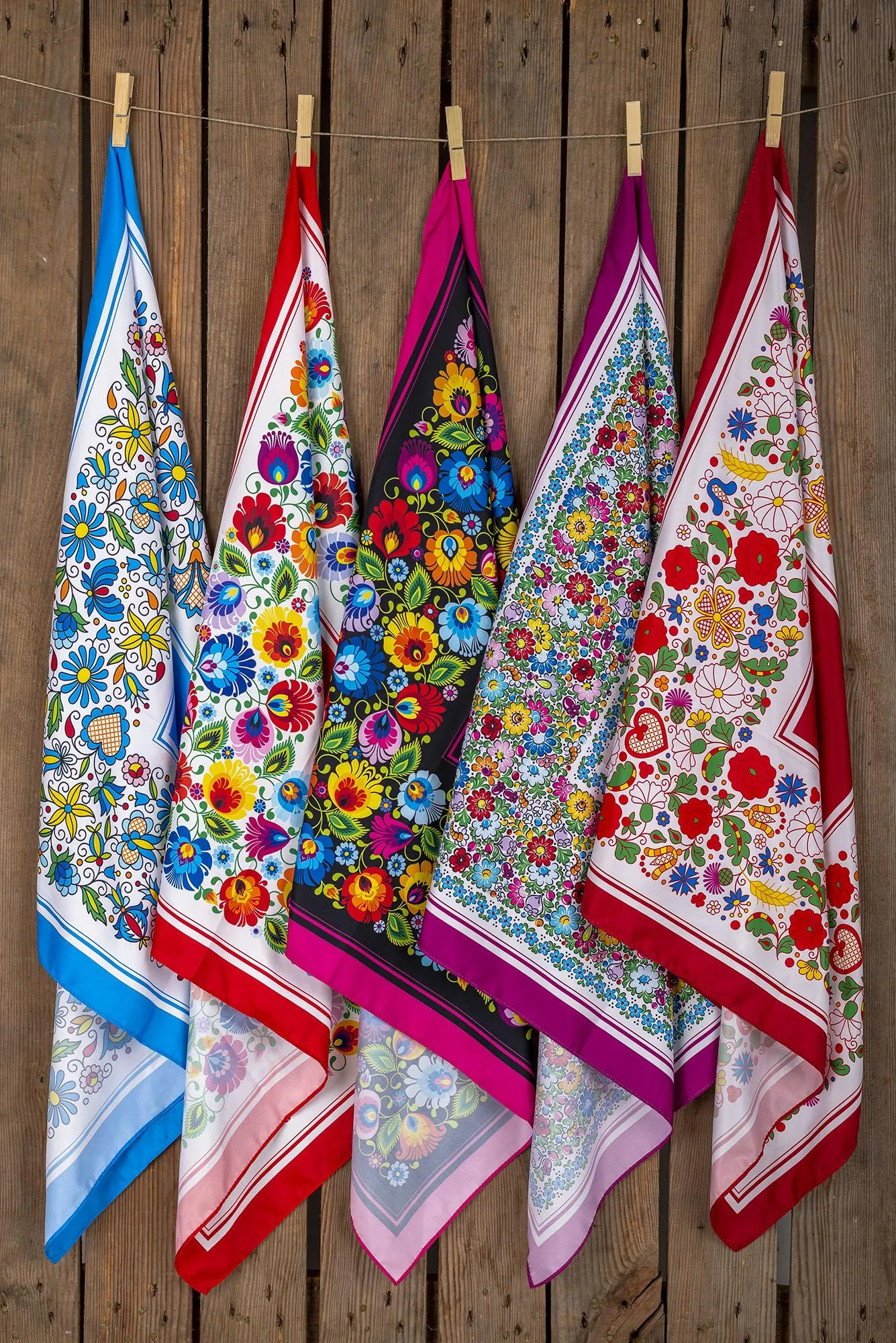 Multifunctional Modern Polish Folk Art Head Scarf - Lowicz Black