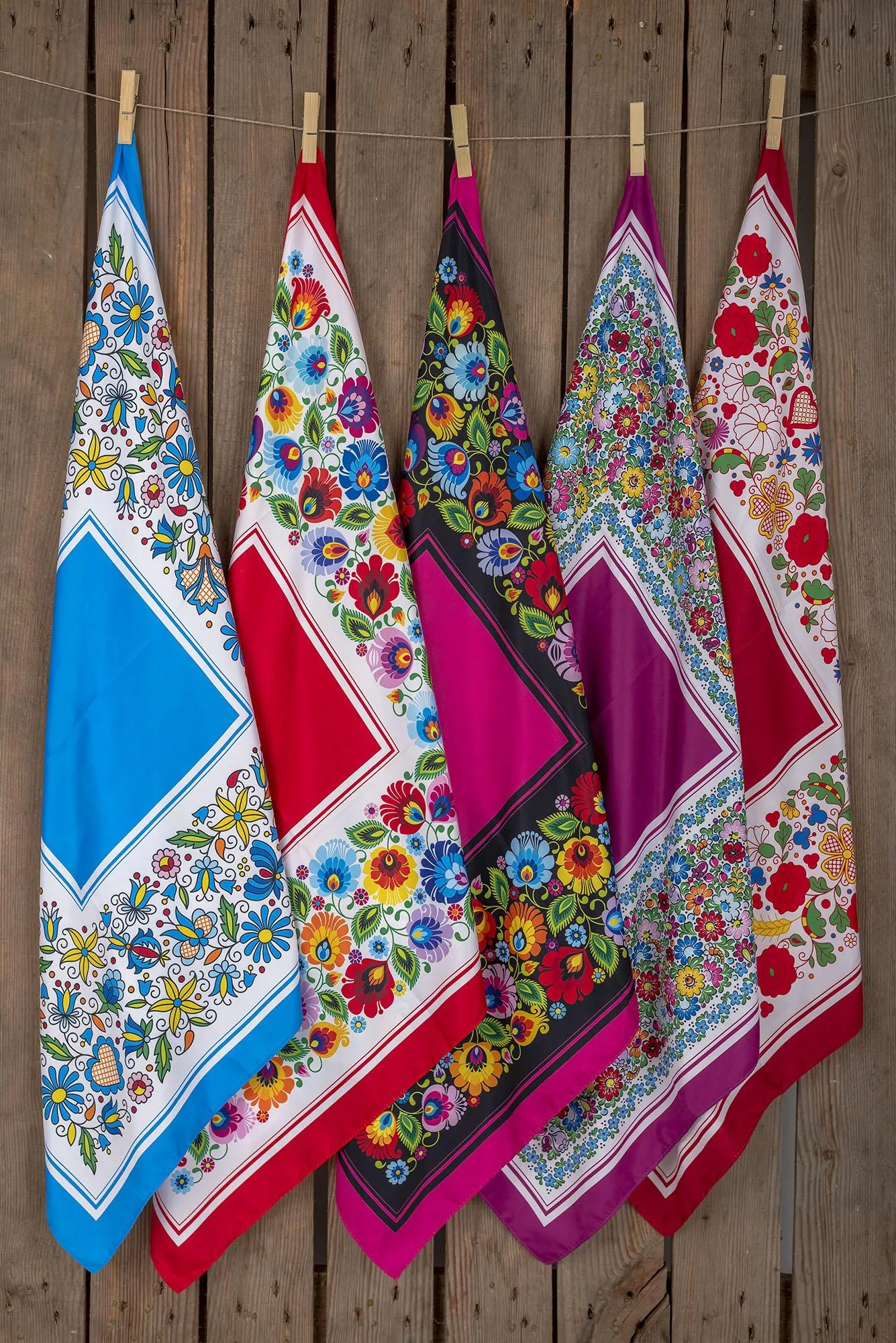 Multifunctional Modern Polish Folk Art Head Scarf - Lowicz Black