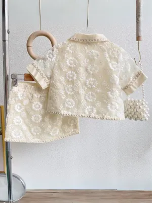 My Elegant Girl Floral Blouse and Skirt Set