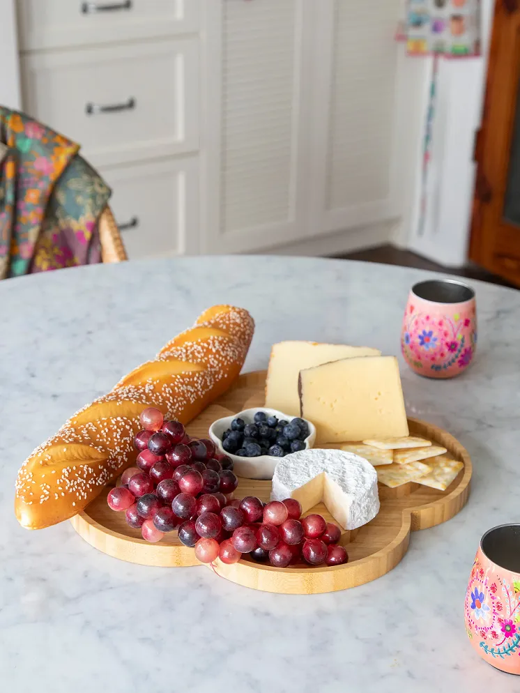 Natural Life Bamboo Flower Charcuterie Serving Board with Bowl