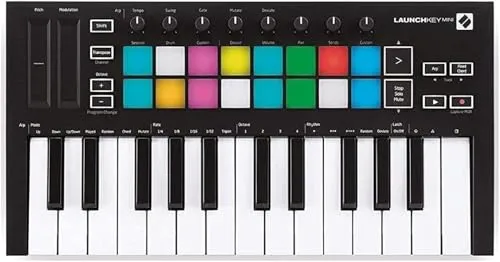 Novation Launchkey Mini [MK3] Portable 25-Key, USB, MIDI Keyboard Controller with DAW Integration. Chord Mode, Scale Mode, and Arpeggiator for Music Production