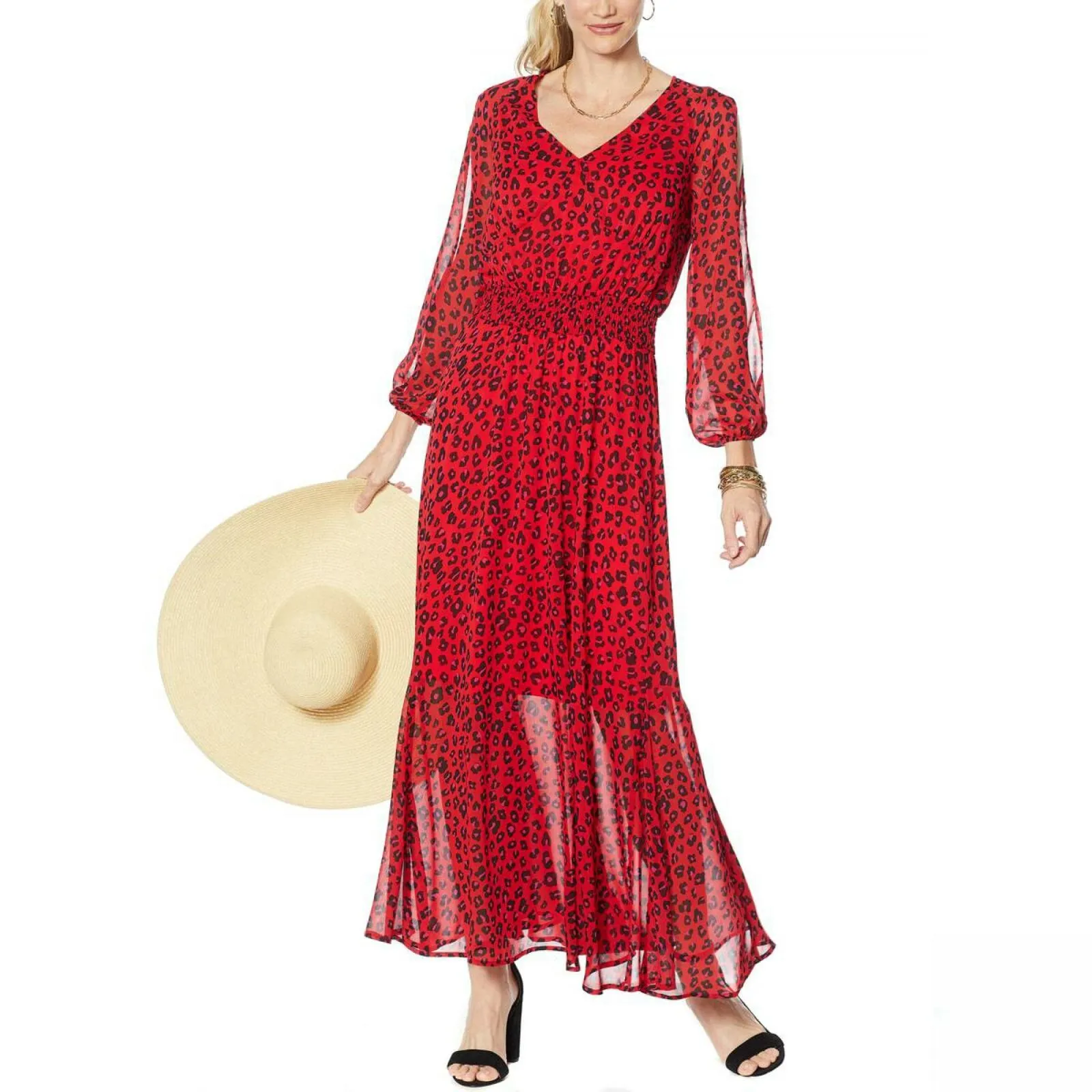 NWT IMAN Womens Global Chic Luxury Resort Printed Maxi Dress. 685809-Petite 3XP