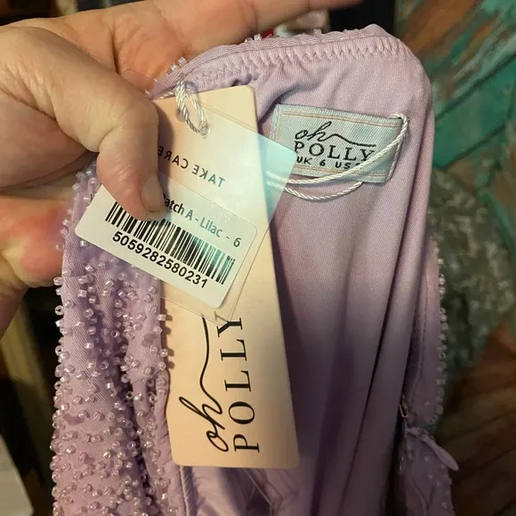 Oh Polly Sardinia NWT Beaded Embellished Strappy Maxi Skirt in Lilac