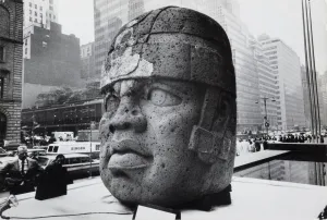 Olmec sculpture on Park Avenue, New York City