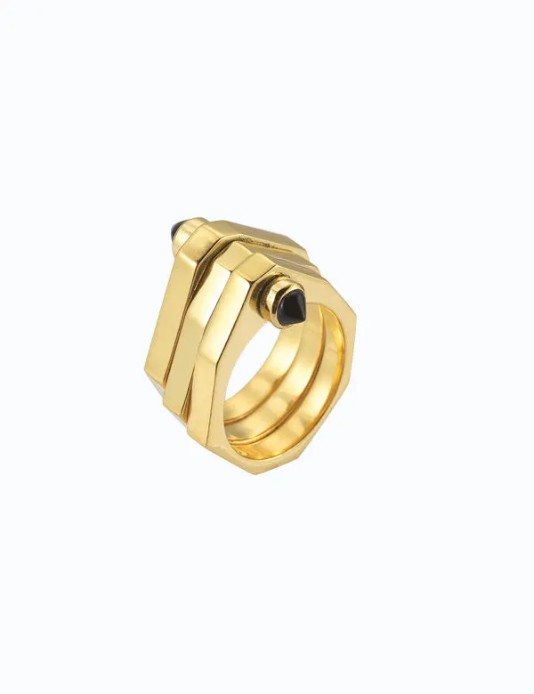 One Finger Two Finger Block Ring