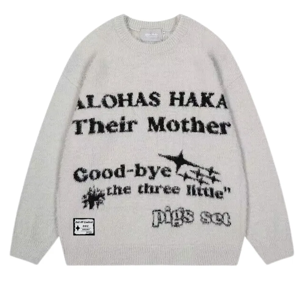 OOC' Vintage Jacquard Mohair Lettering Sweater