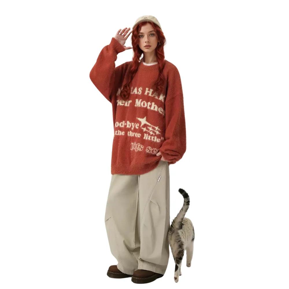 OOC' Vintage Jacquard Mohair Lettering Sweater