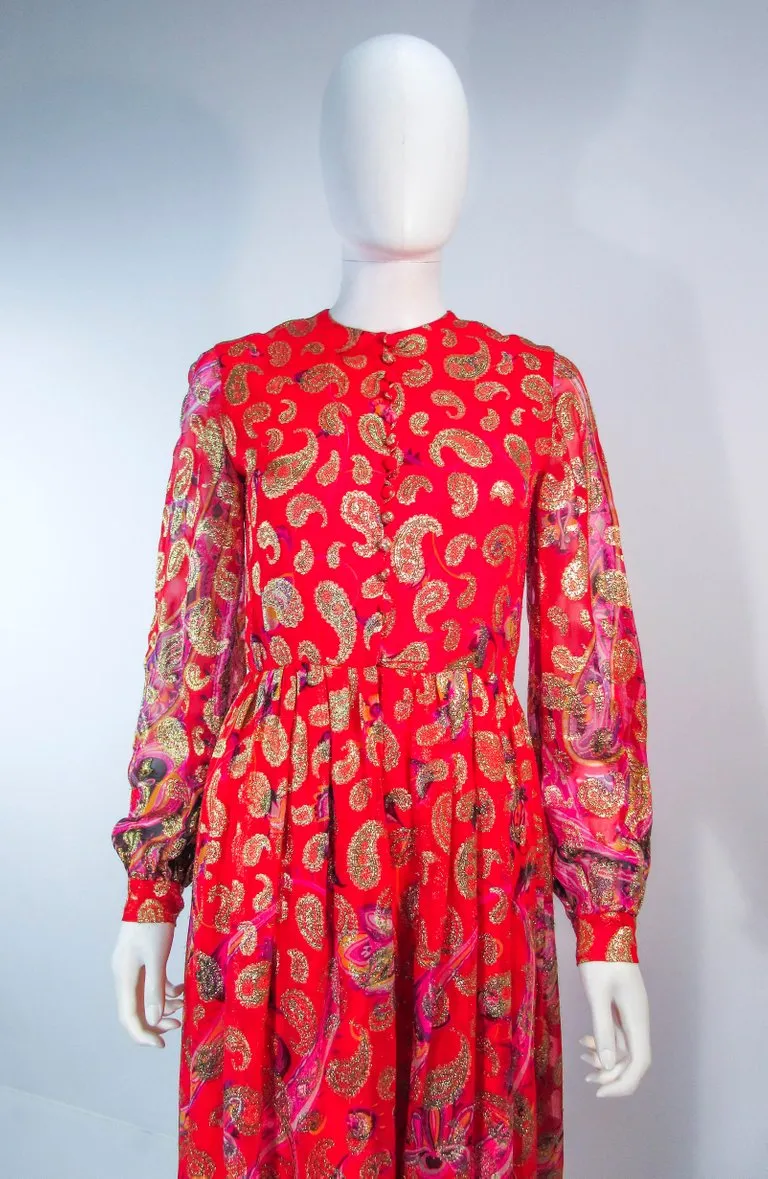 OSCAR DE LA RENTA 1970s Silk Chiffon Bohemian Gown