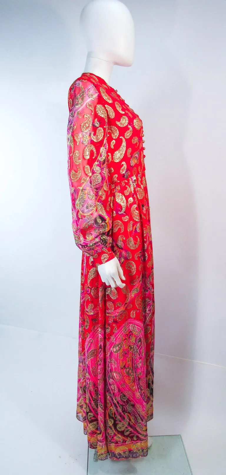 OSCAR DE LA RENTA 1970s Silk Chiffon Bohemian Gown