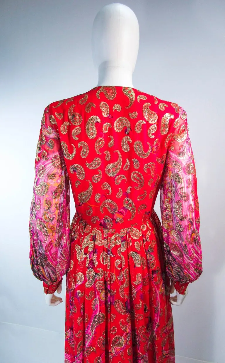 OSCAR DE LA RENTA 1970s Silk Chiffon Bohemian Gown