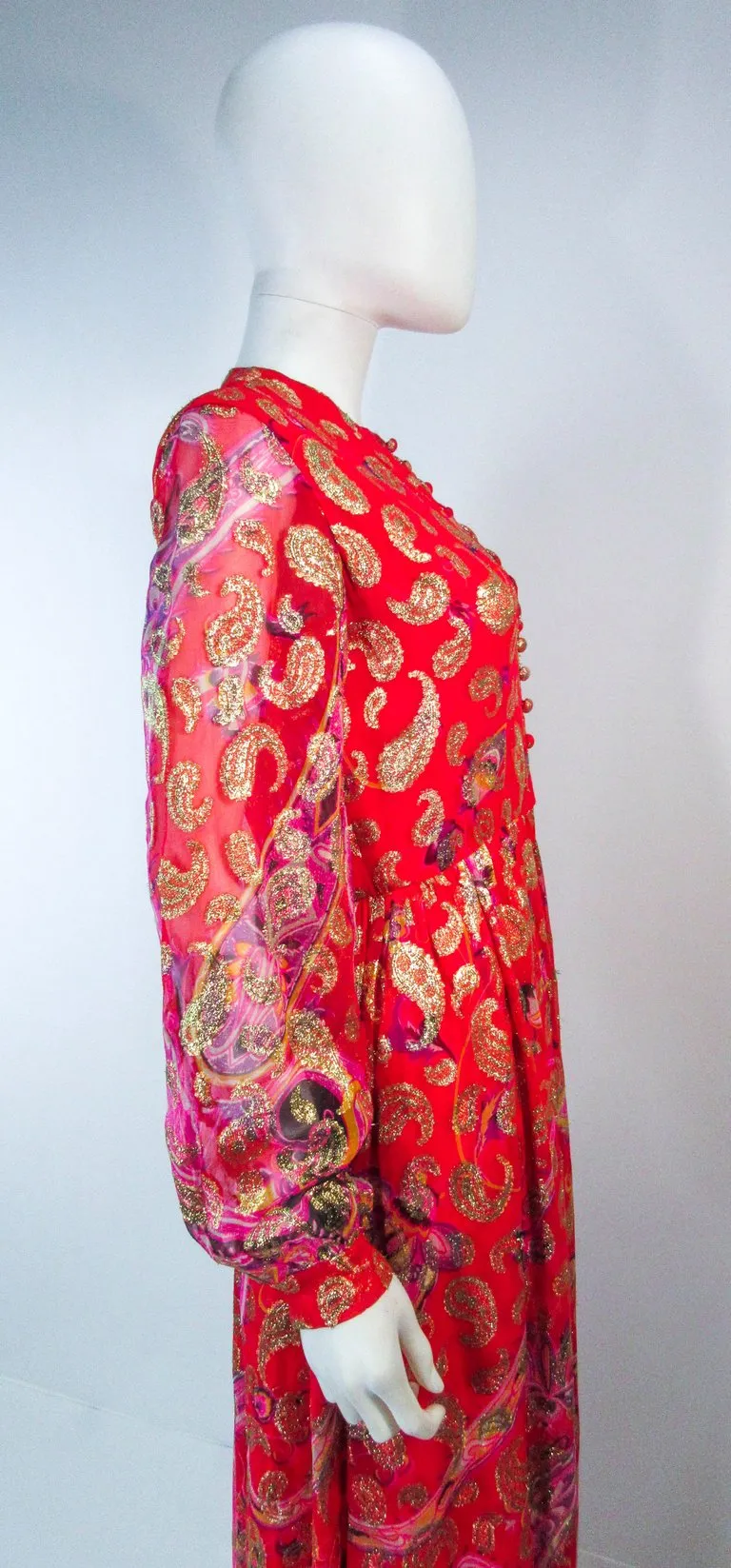 OSCAR DE LA RENTA 1970s Silk Chiffon Bohemian Gown