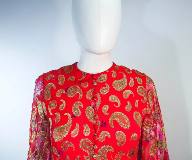 OSCAR DE LA RENTA 1970s Silk Chiffon Bohemian Gown