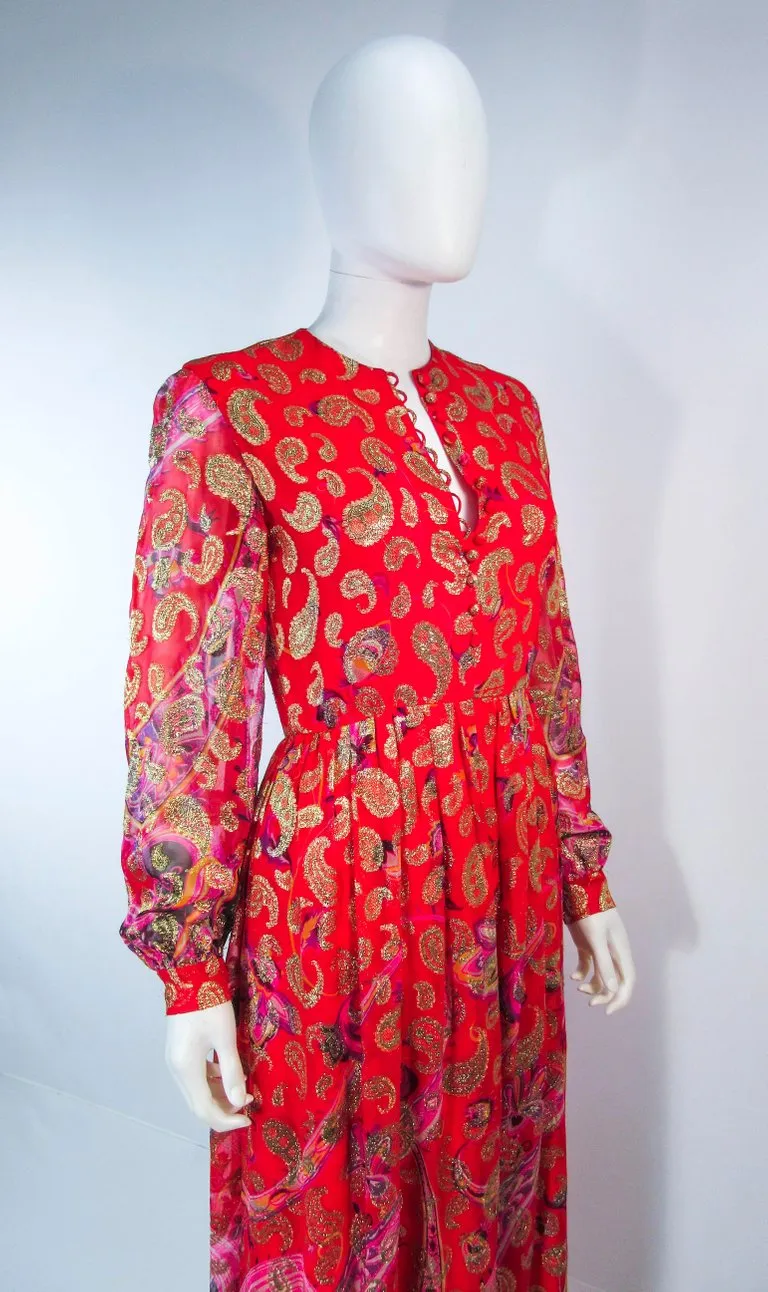 OSCAR DE LA RENTA 1970s Silk Chiffon Bohemian Gown