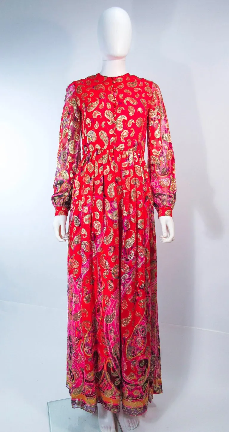 OSCAR DE LA RENTA 1970s Silk Chiffon Bohemian Gown