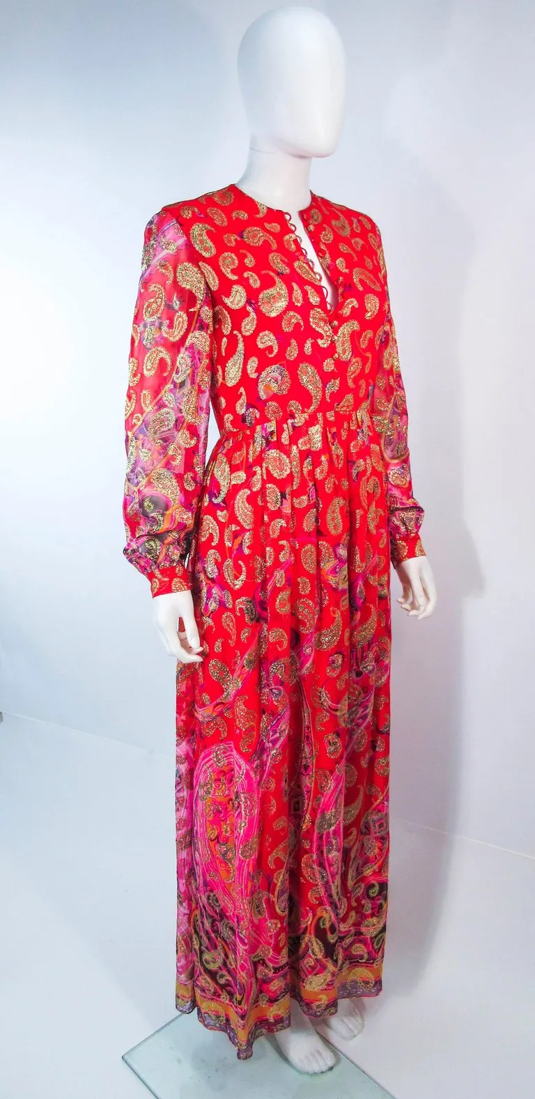 OSCAR DE LA RENTA 1970s Silk Chiffon Bohemian Gown