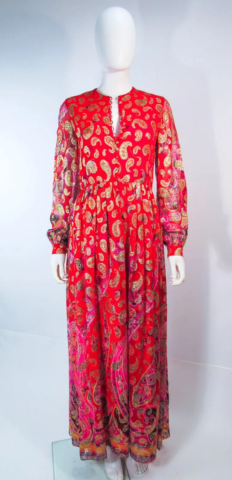 OSCAR DE LA RENTA 1970s Silk Chiffon Bohemian Gown