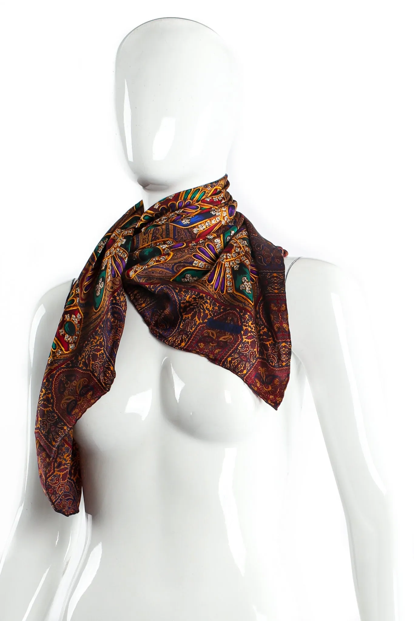 Paisley Jewel Print Silk Scarf