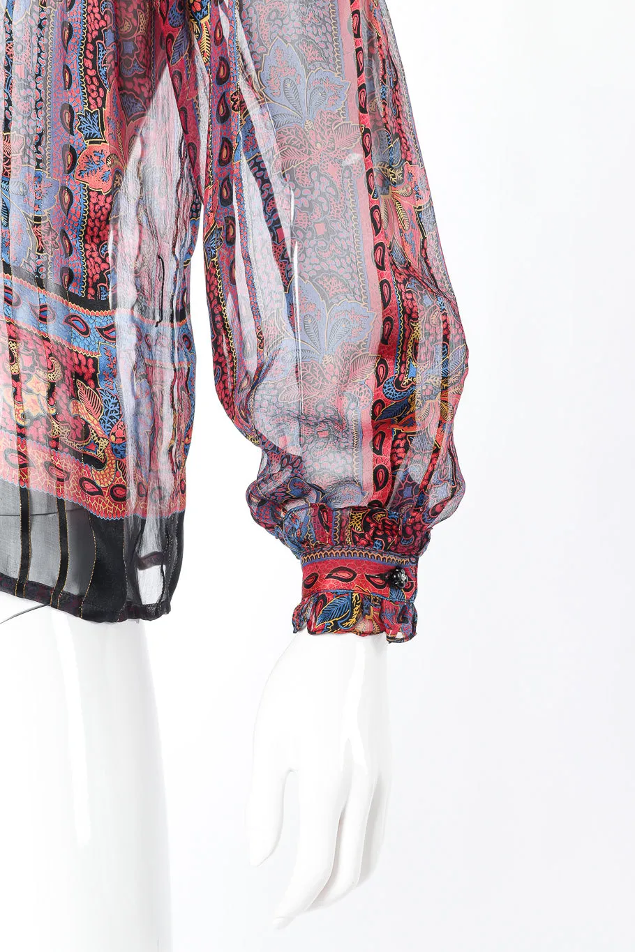 Paisley Print Silk Blouse & Skirt Set
