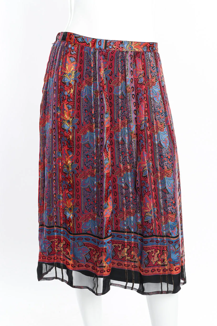 Paisley Print Silk Blouse & Skirt Set