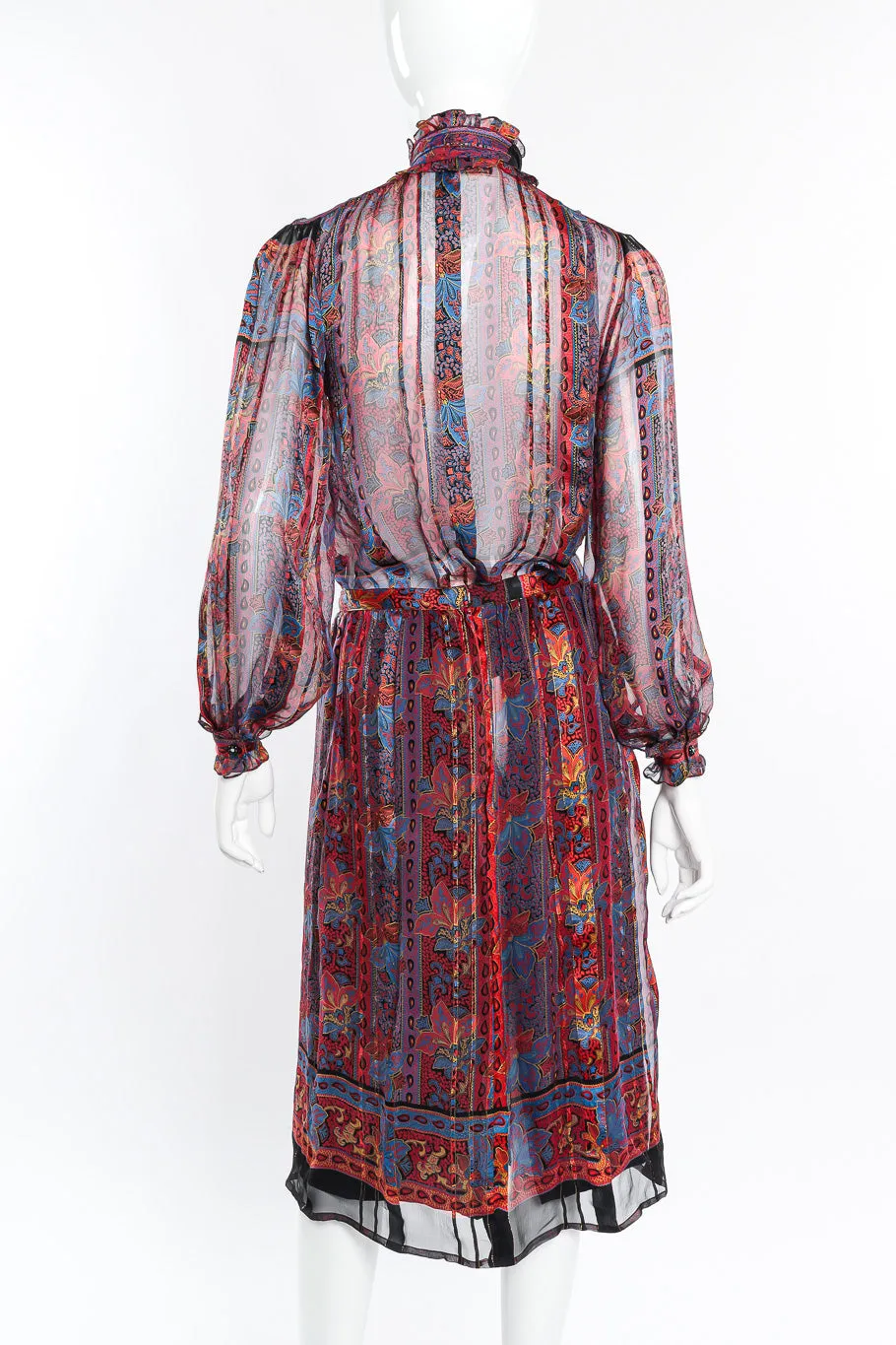 Paisley Print Silk Blouse & Skirt Set