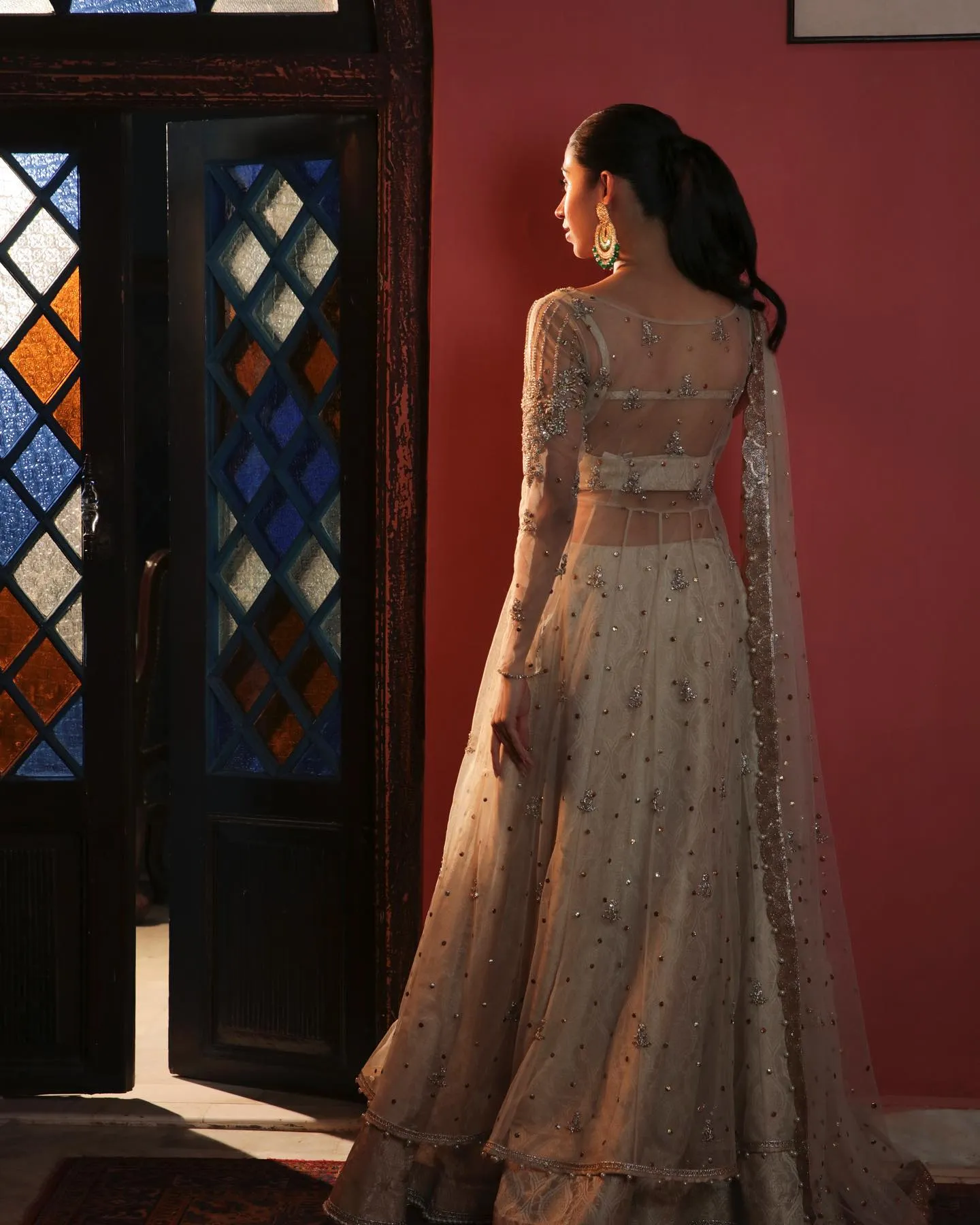 Pakistani Bridal Dress in Angrakha Frock Lehenga Style
