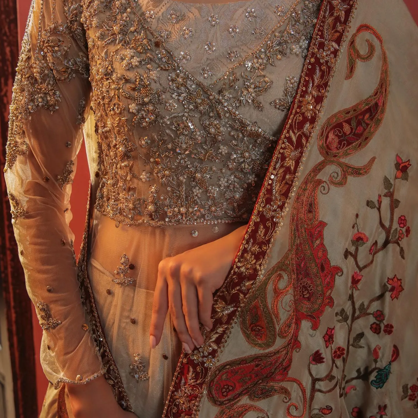 Pakistani Bridal Dress in Angrakha Frock Lehenga Style