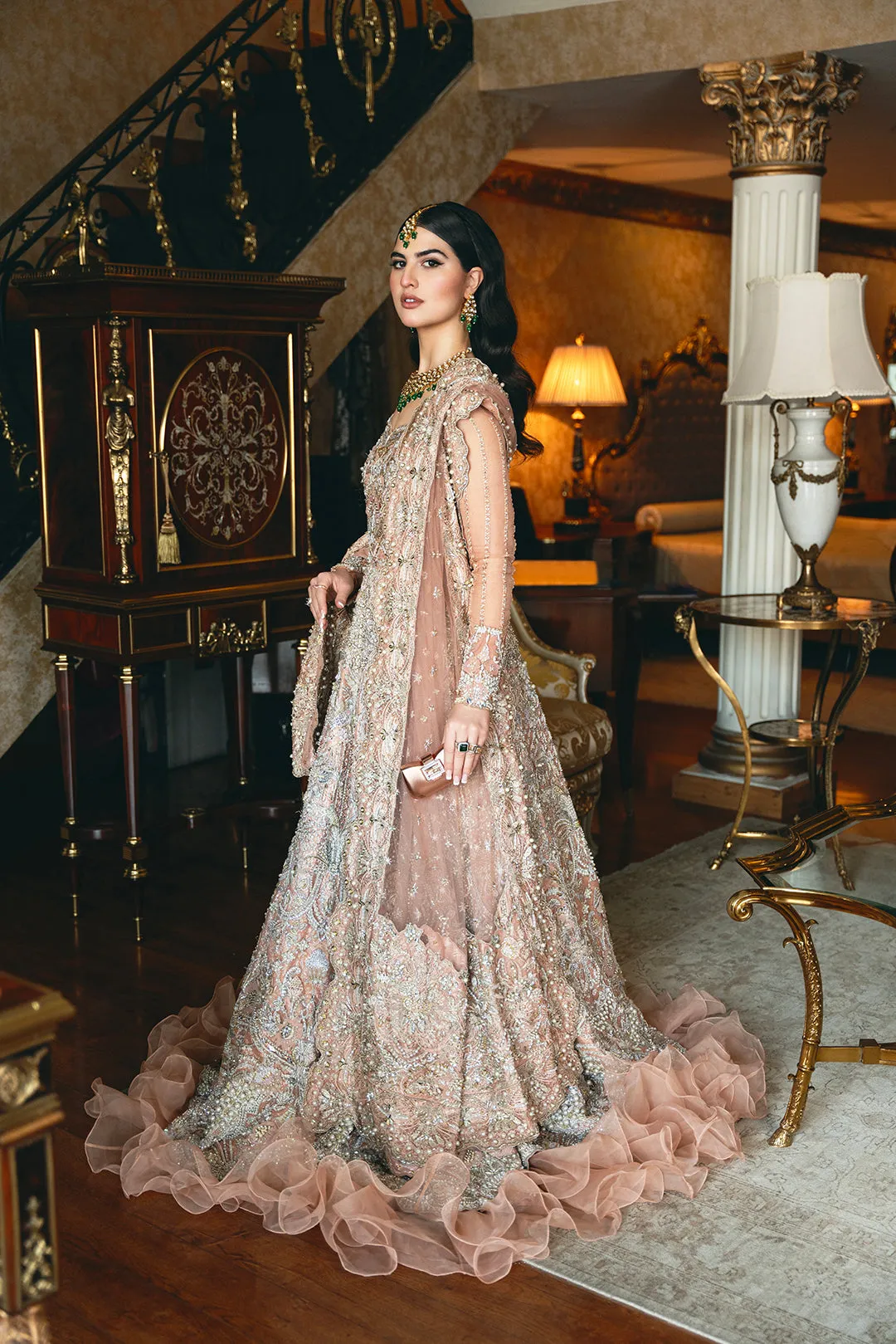 Pakistani Bridal Dress in Embellished Walima Gown Style